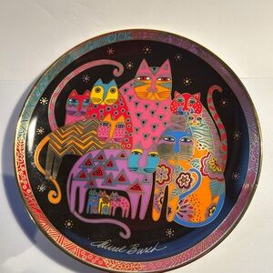 Laurel Burch Vibrant Cat Ceramic Plate‎